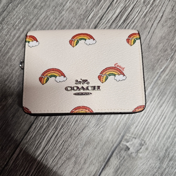 Coach Pride Bags Mini Wallet On A Chain With Rainbow Print 🌈 New - Picture 3 of 14